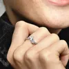 Dubbelhjärta glittrande ring för Pandora Äkta sterling silver vigselringar designer smycken för kvinnor Kristall diamant kärleksring med originallåda grossist