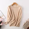 Kvinnors tröjor Pullover Autumn Winter Classic Crew Neck Elegant All-Match Wool Sticked Jumper Pull Femme