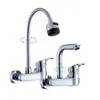 Kitchen Faucets Wall Mounted Single Handle Sink Faucet 360 Degree Swivel Flexible Pipe Cold Water Mixer Tap Wash Basin Dual Hole