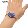 Bangle WTB604 WKT High Quality Natural Stone Bracelet Around Gold Wire Moon Stone Ten Color Choice Bangle Gold Plated Women Jewelry