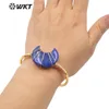 Bracciale WTB604 WKT Bracciale in pietra naturale di alta qualità attorno al filo d'oro Pietra di luna Dieci colori a scelta Bracciale placcato oro Gioielli da donna