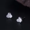Stud Earrings S925 Sterling Silver Creative Magnolia Flower Korean Personality Simple And Fresh Mini Jewelry W