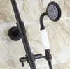 Badkamer douchesets badkamer kraan set zwarte olie gewreven messing muur gemonteerde regenval/handheld douchebadkoude en warme mixer tap kit dhg124 g230525