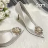 Vestido sapatos de casamento francês flácio de neve pérola bombas brancas saltos altos cetim dama de honra de tamanho grande de tamanho grande