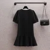 Party Dresses Large Size Ladies Summer Temperament Little Sweet Wind Reduction Of Age Black Skirt To Fat Woman Dress