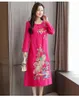 Vêtements ethniques FZSLCYIYI Paon Fleur Broderie Coton Lin Cheongsam Traditionnel Chinois Rétro À Manches Longues Qipao Robe Femmes