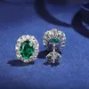 Orecchini a bottone Prezzo all'ingrosso Classic Simple Women Jewelry Forma ovale Lab Grown Emerald Orecchino Pendientes Plata 925 Boucle Oreille Femme