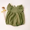 Rompers Summer Baby Girls Romper Cotton Linen Ruffles Sleeveless Infant Girl Clothing Outfits For 02Y 230525