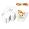 Emballage cadeau 5/10 pièces sacs blancs Eid Mubarak avec ruban papier bonbons biscuits sac d'emballage Ramadan décoration pour la maison fête musulmane islamique