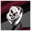 Mit seitlichen Steinen Womens Sterling Silber überzogene hohle Herz Zirkon Ring Gssr509 Mode 925 Platte Ringe Drop Lieferung Schmuck Dhlvj