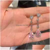 Boucles d'oreilles Collier Ensemble Waterdrop Doux Rose Pierre Beautif Élégant Femmes Bijoux Long Beau Cadeau Pour Femme Drop Delivery Je Dhgarden Dh1Kd