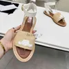 Designer Straw Sandals Women Flat Shoes Summer Decoration Logo Outdoor Classic Casual Slide Open Toe Woven Upper Shoes