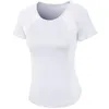 Active Shirts Women Slim Fit Yoga Short Sleeve Tee Round Neck Sports T Shirt Fitness Running Jogging Andningsbar snabb torrmask Top Custom