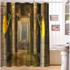 Zasłony prysznicowe 72 -calowe retro zasłona artystyczna antyczna rustykalna drzwi stodoły vintage drewniana tkanina łazienkowa Dekoracja domu