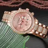 Montres-bracelets Montre Femme 2023 Luxe Or Rose Montre À Quartz Femmes Cristal Diamant Dames Montres Genève Montre-Bracelet Hip Hop Femme Horloge