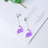 Boucles d'oreilles pendantes 1 paire série de dinosaures goutte pour les femmes couleur argent violet Animal Style coréen bijoux accessoires