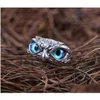 Pierścienie zespołu hurtowe 20pcs Owl Ring Eye Sier talerz vintage mężczyźni kobiety punkowe rocker fajne impreza fawory