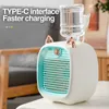 2400mAh Mini Air Conditioner Portable Desktop Fan Humidifier Purifier 3 Speed 2 Mode Spray USB Table Fan Car Home Camping Travel