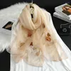 Scarves Fix Rhinestone Silk Scarf Wool Embroidered Mulberry Floral Decorative Crystal Long Shawl