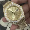 Diamond Watch Men смотрит на сталь -ремешок сапфировой стеклянной