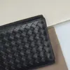 herr designerplånbok toppkvalitet korthållare kort plånbok i äkta läder vävd plånbok i italiensk stil original kohud svart korthållare Enkel myntväska