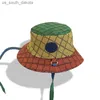 Breda randhattar Mens Multicolour Reversible Canvas Bucket Hat With Strap Fashion Designers Caps Hatts Women Sommarmonterad Beach Bonnet Beanie Casquette L230523