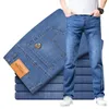 Herren Jeans 2023 Frühling Aummer Taillierte Gerade Stretch Denim Klassischer Stil Abzeichen Jugend Herren Business Casual Hosen