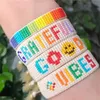 Pulseiras Zhongvi Lucky Charm Pulseira Bonito Personalizável Miyuki Colorido Multicolor Alfabeto Pulseira Cristal Pulsera Mujer Jóias Presentes