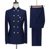 Herenpakken Regelmatig Britse stijl Herenblazer Sets Double Breatsed Jacket met broek op maat gemaakt klassieke uniforme zakelijke outfits