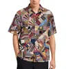 Camicie casual da uomo Camicia patchwork vintage Piastrelle spagnole colorate Spiaggia Camicette hawaiane larghe Abbigliamento oversize a maniche corte