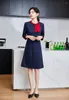 Casual Dresses 2023 Spring Fashion Women Navy Blue Office Ladies OL Work Party Wear O-neck Long Sleeve