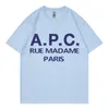 APC French Fashion Brand Mens T-shirts Print Letter Designer T-shirts For Womens Luxury T-Shirts Streetwear Tee Tees Femmes surdimensionnées Shirts APC Tshirts 1001