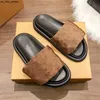 Slippers LUXURY L Designer Men Women Slippers Sandals Embossed Printing Pool Pillow Hook Loop Mule Summer Flat Heel Scuff Slides Flip Flops Beach Sandals J230525