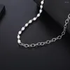 Chains Stainless Steel Baroque Natural Pearls Chain Link Women Fashion Delicate Necklace Jewelry Gift For Him