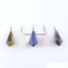 Anhänger Halsketten Naturstein Anhänger Wicca Sechseck Perlen Pendelschmuck Amethyste Aventurin Kristall Opal Quarz Bn449 Drop Deliv DHSMU