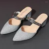 Slippers Women Toe-Covered Sandals Pumps High Heels 2023 Spring Summer Two-Way Pointed Toe Outer Wear Half Fashion