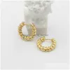 Hoop Huggie Gold Sier Color Tiny Twisted Earrings Minimalist Chunky Hoops Geometrical Brass Earring for Women Jewelry Gift Drop Del Dhxcl