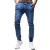 Calças de trabalho de jeans masculinas Loldal Skinny Slim Fit Ripped Big and Alto Blue Strench for Men Angusted Elastic Wais