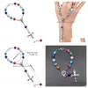 Bracelets De Charme Religieux Croix Chapelet Strand Bracelet 8Mm Colorf Perles Acryliques Femmes Catholiques Jésus Crucifix Drop Delivery Bijoux Dhgsq