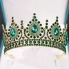 Andra modetillbehör Kmvexo Barock Green Red Ab Rhinestone Crystal Queen Big Crown Wedding Tiara Women Beauty Pageant Diadem Party Hair Accessori J230525