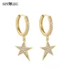 Hoop Earrings Fashion Cubic Zircon Class Star Pendant Good Quality Small For Women Party Jewelery 2023