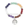 Chakra curativo naturale con perline Albero della vita Bracciale Lucky Yoga Energy Beads 7 Reiki Meditation Crystal Stone Stretch Drop Delivery J Dhnsd