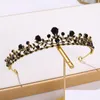 Diadèmes Couronne De Mariée Chapeaux Anniversaire Coiffure Strass Noirs Rétro De Luxe Accessoires De Cheveux Drop Delivery Bijoux Hairjew Dhayo