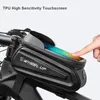 Panniers Torbaları Yağmur geçirmez bisiklet çantası bisiklet ön cep telefonu Touch ekran üst tüp bisikletle yansıtıcı mtb aksesuarları 230525
