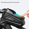 Borse laterali Borse Borsa da bici antipioggia Porta cellulare anteriore per bicicletta con touchscreen Top Tube Ciclismo Accessori MTB riflettenti 230525