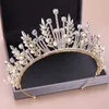 Outros acessórios de moda Kmvexo barroco de luxo Crowns de folhas de cristal de luxo Princesa Queen Prom Pérol Véu Tiaras Banda da cabeça do casamento Accessão J230525