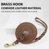 Hundhalsar PVC Rope med Carabiner Cowhide Leather Treh Soft flätad promenad för små medelstora stora hundar husdjurstillbehör