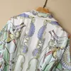 2023 Summer Multicolor Paisley Horses Print Belted Dress Kort ärm Notched-Lapel Rhinestone Long Maxi Casual Dresses S3W220518