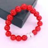 Bracelets porte-bonheur livraison directe mode élastique 10 Mm perles de verre rouge Bracelet Bracelets pour poignet cadeau bijoux personnaliser la conception