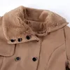 Trenchs pour femmes hiver mode solide revers Double boutonnage laine épaisse décontracté à lacets manteau veste mince tempérament